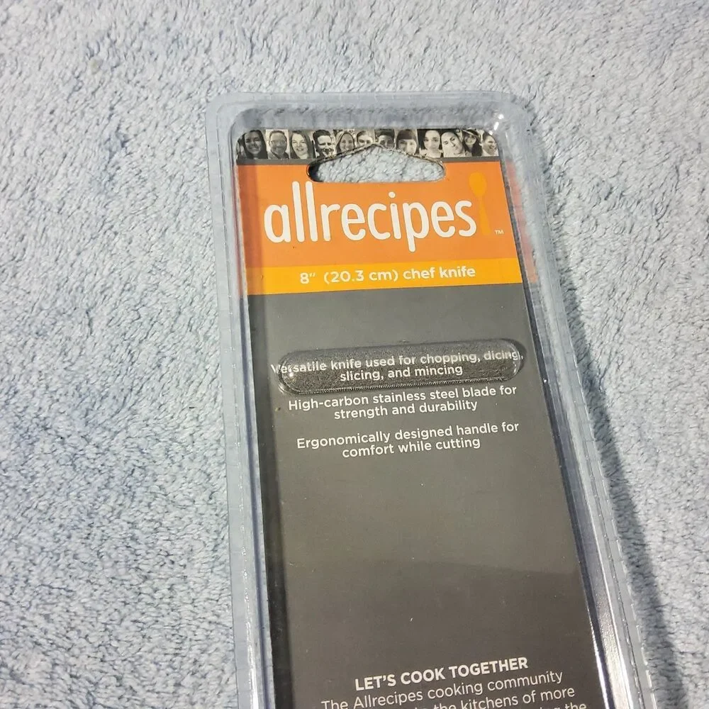 New Allrecipes 8 Inch Chef Knife Stainless Steel Beige Off White Handle NIP
